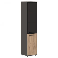 Шкаф-колонка комбинированная с дверью в металлической раме левый ЕДИС ЕХCС 42.7 Л Дуб Денвер светлый Черный Мокко / EDIS EHCS L