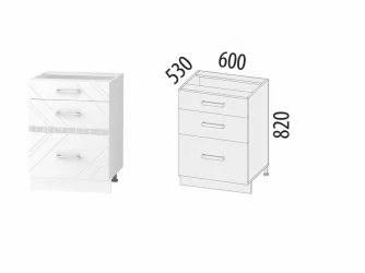 Напольный шкаф (3 ящика с системой плавного закрывания) Бьянка 102.91