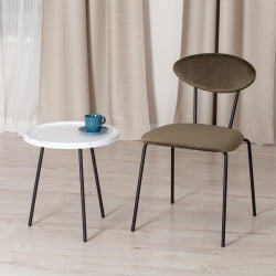 Журнальный стол LANCOME металл / МДФ, 45 х 45 х 45 см, белый мрамор/черный