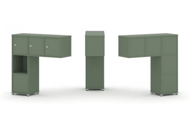 Надставка на стол низкая односторонняя + задняя стенка (5 шт.) + блок с 1-м ящиком (1 шт.) + распашной фасад (3 шт.) CONCEPT CN.ONN-006 Кобо Белый металл