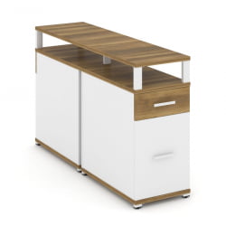 Тумба двухсторонняя опорная приставная с ящиком, распашным фасадом и надставкой CONCEPT CN.DTGO-006 B/W Сандал Янтарный Белый бриллиант Белый