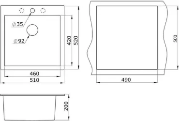 Кухонная мойка GRANULA 5102 Черный