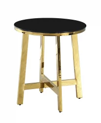 Журнальный стол АЛЬБА 50x50 Золото (стекло черное)