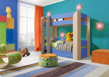 Кровать детская двухъярусная Юниор-6 с ящиком Ясень шимо светлый/Лайм