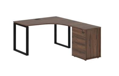 Стол эргономичный с тумбой правый EDIS EQCET 1318 R Дуб Денвер темный Черный