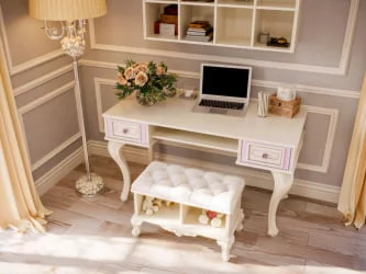 Стол письменный с банкеткой Маркиза 02 Алебастр Шампань