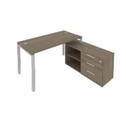 Рабочая станция на П-образном м/к с опорной тумбой правая Metal System Б.РС-СТС-2.3 Пр Вяз/Серый