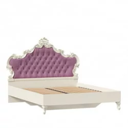 Кровать двуспальная 1600 с подъемным механизмом с мягким изголовьем Маркиза ЛД 517.340.000.001 Алебастр Шампань Сиреневый