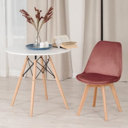 Стул TULIP SOFT (mod. 74) / 1 шт. в упаковке вельвет/дерево , 54 х 47 х 83 см , коралловый (HLR 44)/натуральный