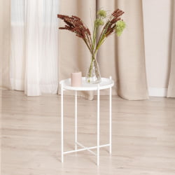 Круглый журнальный столик TAVETT / 1 шт. в упаковке металл, 37,6*37,6*52 см, белый