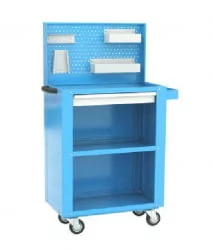 Тележка инструментальная с тремя полками, ящиком и экраном, держателями и полками