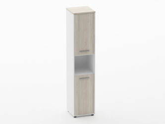 Шкаф 4 узкий закрытый, с нишей Дека 10.19.12Л Дуб Сантана светлый/Белый / Deka