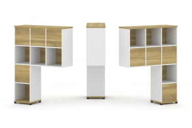 Надставка на стол высокая двухсторонняя + задняя стенка (8 шт.) CОНCЕПТ CН.ДНВ-005 Дуб Винченцо Белый бриллиант Черный металл / CONCEPT CN.DNV-005