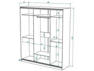 Шкаф-купе 3-х дверный Виктория 2000х584х2300, Бодега светлая 20ДЗДЗДЗ-ЯЯПП-Бс 310-3307