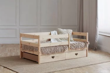 Софа в натуральном цвете с ящиками Сердечки