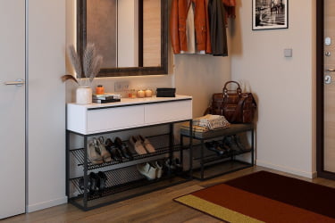 Обувница Крафт 2 LMN-02 черный муар/белый