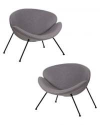 Кресло дизайнерское ДОБРИН ЕМИЛЙ (серая ткань АФ7, черное основание) 2 шт / DOBRIN EMILY AF7,