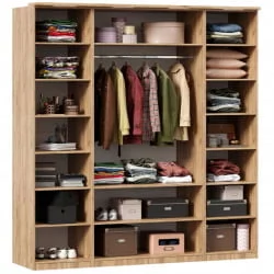 Шкаф четырехстворчатый с 2 зеркалами и декоративными накладками Фиджи 009 Дуб Золотой Белый