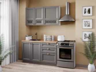 Тумба кухонная 800 с 3 ящиками ЛЮКС (4) Амели-3 ЛД 299.930.000.071 Белый Оникс серый