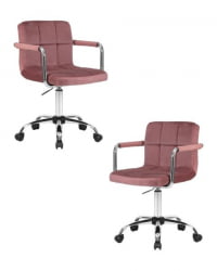 Офисное кресло для персонала ДОБРИН ТЕРРЙ (пудрово-розовый велюр (МДЖ9-32)) 2 шт / DOBRIN TERRY (MJ9-32))