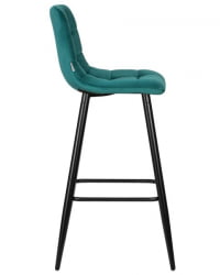 Стул барный ДОБРИН НИCОЛЕ (черные матовые ножки, морской волны велюр (108-119)) 2 шт / DOBRIN NICOLE