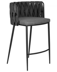 Стул полубарный ДОБРИН АМЕЛИА CОУНТЕР (серая ткань (Ф-48), темно-серый винтажный ПУ (МФ-12)) 4 шт / DOBRIN AMELIA COUNTER (F-48), PU (MF-12))