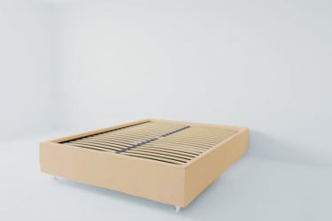 Мягкая интерьерная кровать "Подиум" с ортопедическими латами (металл) Материал фасада: Экокожа; Спальное место: 2000х2000 мм; Цвет фасада: Бежевый; Цвет корпуса: Бежевый 