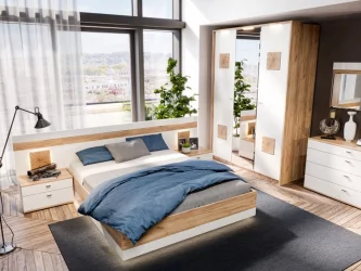 Кровать двуспальная 1400 с подъёмным механизмом Фиджи ЛД 659.081.000 Дуб Золотой Белый