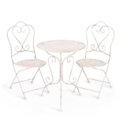 Комплект (стол + 2 стула) Secret de Maison Monique (mod. PL08-6241.6242) металл, стол:62*73, стул: 48*40*93, Античный белый (Antique White)
