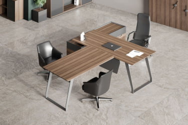 Стол руководителя на опорной тумбе QUARTZ QZ.0101.BW+QZ.0201.BW.GF.R правый