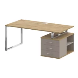 Стол руководителя с опорной тумбой , правый SHIFT SK.SRT-180 (R) Тиквуд Светлый/Капучино