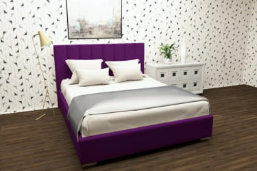 Мягкая интерьерная кровать Терра с ортопедическим основанием Цвет фасада: Фуксия; Материал фасада: Металл/Велюр; Спальное место: 1600х2000 мм