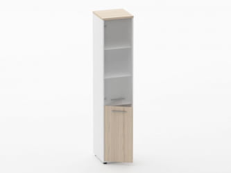 Шкаф 4 узкий верх стеклянная дверь, низ закрытый Deka 10.19.17Л Туя/Белый