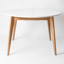 Стол обеденный Орион Plus 100x100 Морилка Орех Эмаль белая