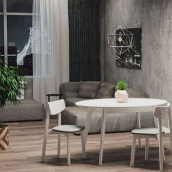 Стул с мягким сиденьем Вега Grey жаккард Эмаль белая