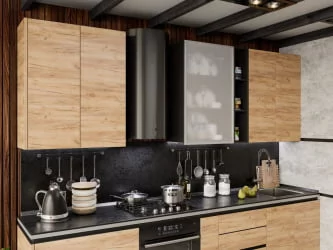 Шкаф кухонный 800 со стеклом Шервуд ЛД 281.361.000.030 Черный