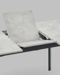 Стол Бату нев 120-160/80/76, столешница ЛМДФ, ароза светлая, подстолье металл черный / Batu new