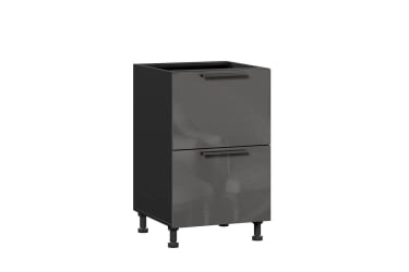 Тумба кухонная 500 с 2 ящиками (4) Герда ЛД 279.120.000.073 Чёрный/Антрацит глянец