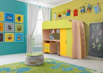 Детский уголок Юниор-3.1 Дуб молочный/Лайм/Оранжевый