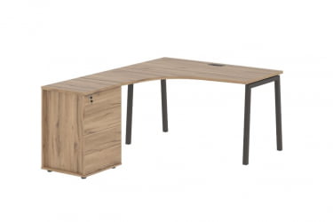 Стол эргономичный с тумбой (левый) EDIS ELCET 1318 L Дуб Денвер светлый Мокко