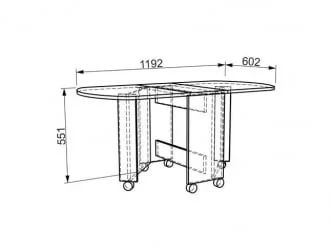 Раздвижной овальный стол Модуль №02 Дуб сонома