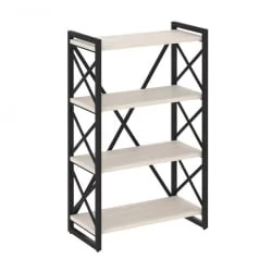 Стеллаж на регулируемых опорах - 4 полки ЛОФТ ВР.Л-МСТ.О-4.8 Металл черный Денвер светлый / LOFT VR.L-MST.O-4.8