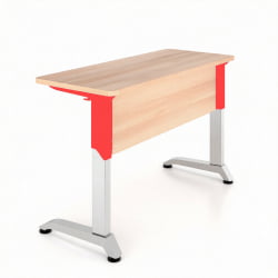Парта двухместная Де Гласси Н (рост 5-7)  ЛДСП Дуб Сантана/ Металл Серый+Красный