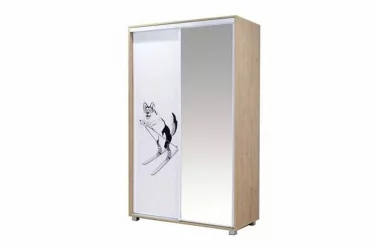 Шкаф-купе с фотопечатью Хаски 23 Дуб Ирландский Белый