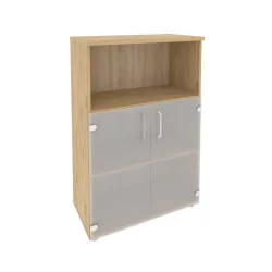 Шкаф средний широкий (2 низких фасада стекло) ONIX O.ST-2.2 Тиквуд Светлый