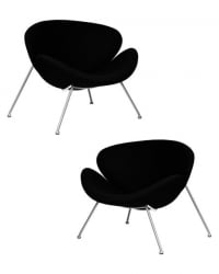 Кресло дизайнерское ДОБРИН ЕМИЛЙ (черный ткань АФ9, хромированная сталь) 2 шт / DOBRIN EMILY AF9,