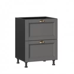 Тумба кухонная 600 с 2 ящиками ЛЮКС (4) Амели-3 ЛД 299.900.000.066 Черный Оникс серый