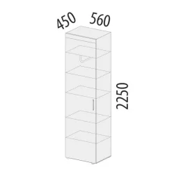 Шкаф для одежды с полками и штангой (лев/прав) Тиффани 600.19