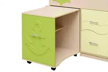 Выдвижная кровать для двоих детей школьника Юниор-12.1 МДФ матовый Дуб молочный/Синий/Ваниль