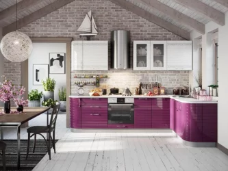 Кухонный гарнитур угловой Анастасия №10 Белый Ежевика